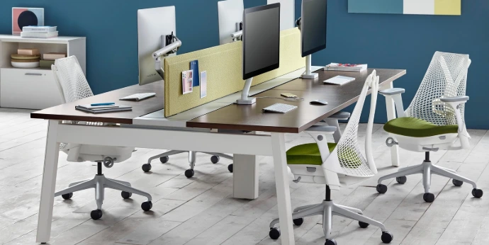 Herman Miller Sayl Chair with green upholstered seat