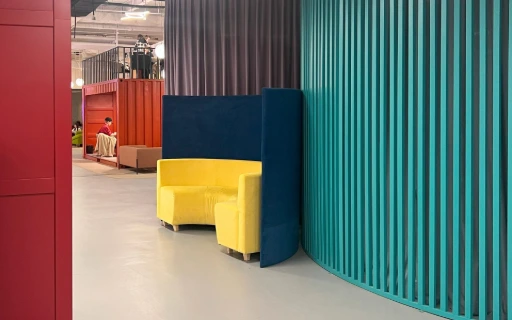 Yellow Bevel Curved Sofa in Office