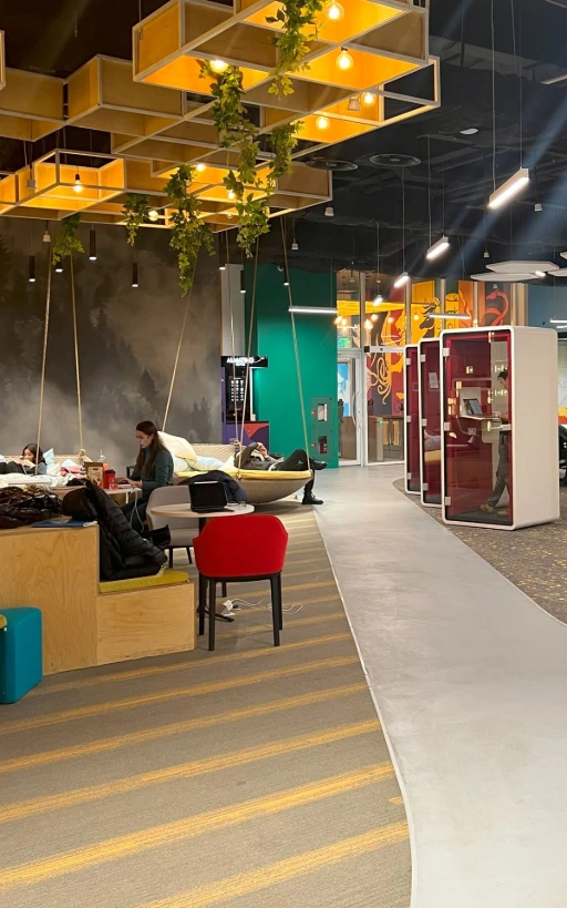 Beautiful Office Design with Red Dorso Chair