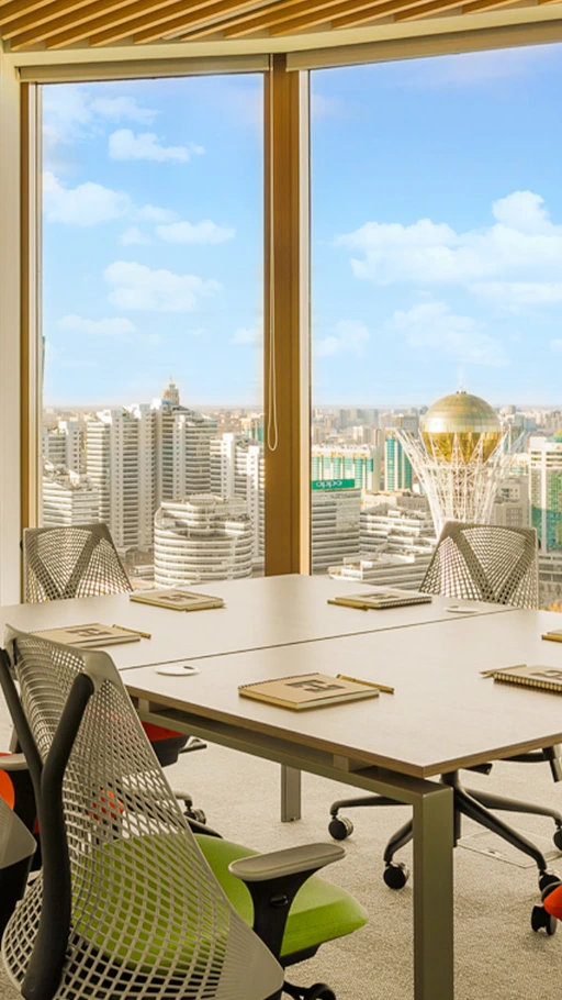 Herman Miller Sayl Chairs with table placed in Office