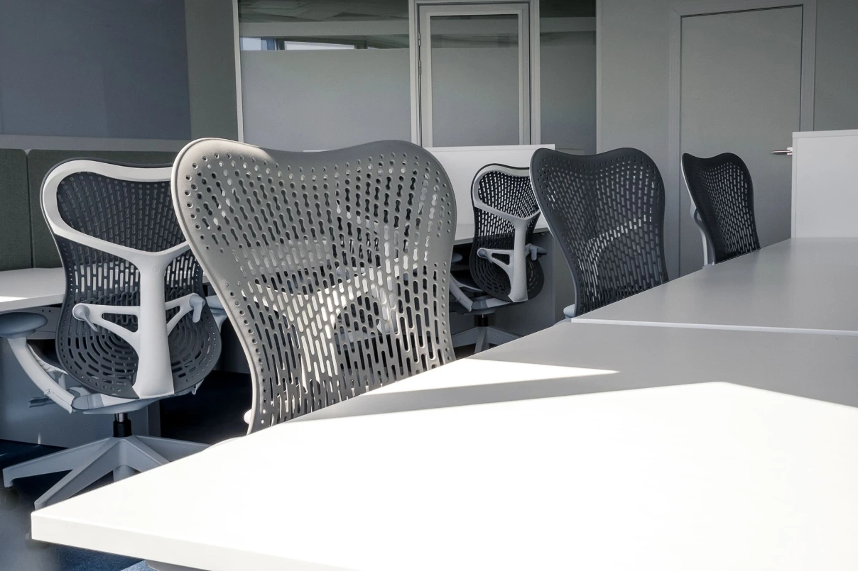 Herman Miller Mirra 2 Chairs placed close to each other