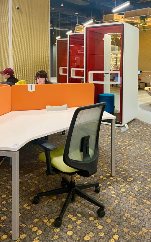 Verus Chair with yellow upholstered seat