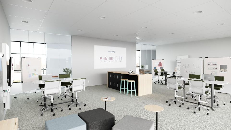 Office design Kazakhstan — modern corporate workplace with premium office furniture