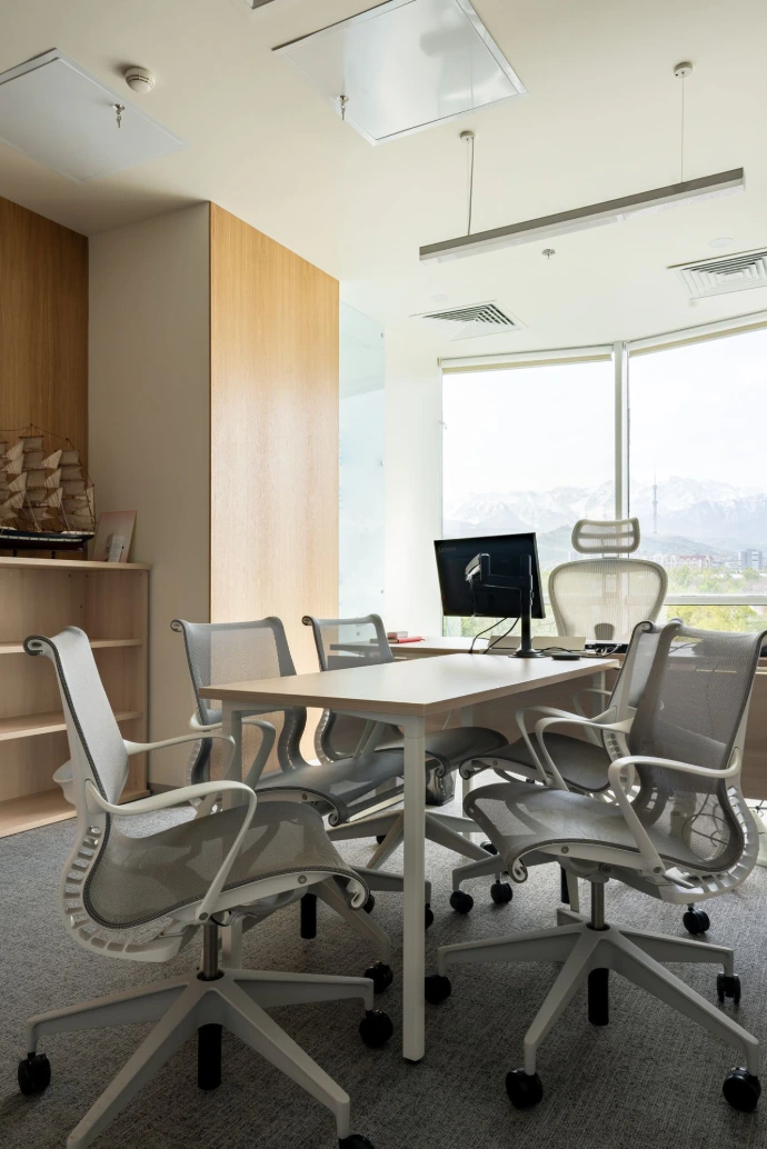 Herman Miller MillerKnoll fit-out — cross-functional workspace, biopharmaceutical office Almaty