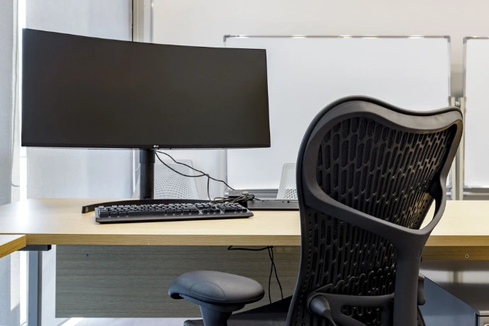 Herman Miller Setu meeting chairs in office room — breakout space, finance HQ Almaty KZ