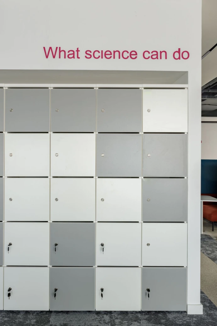 Herman Miller ergonomic workspace — science-led office design, pharma corporation Almaty KZ