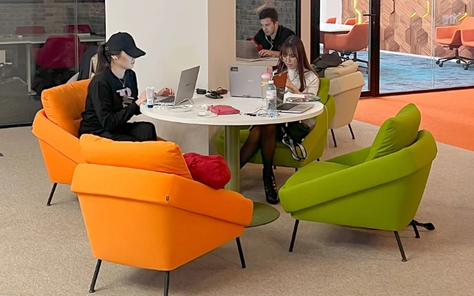 Herman Miller ergonomic office design — product and engineering floor, payments company Kazakhstan