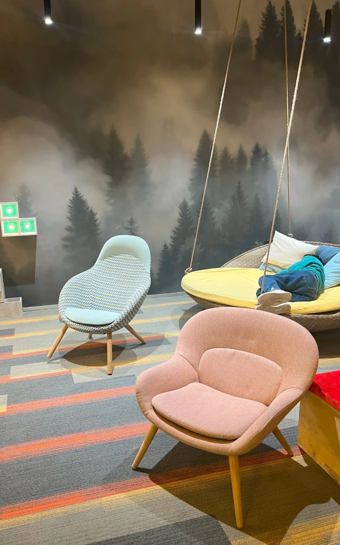 Herman Miller open-plan workspace — high-growth fintech office, Almaty Kazakhstan
