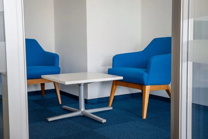 Herman Miller ergonomic workspace — commercial team floor, payment technology office Almaty