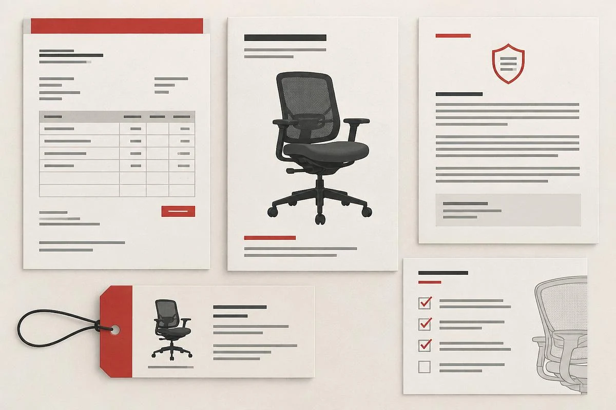 Abstract checklist of documents to request when buying a Herman Miller chair