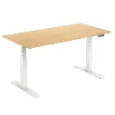 FlexiSpot Sit-Stand Desk 1600×800 — White Frame / Oak Top